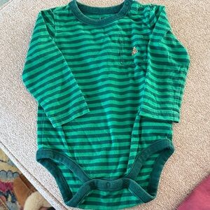GAP Green Striped Baby Onesie